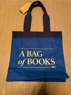 Barnes & Noble Navy Canvas Tote with Cream Print